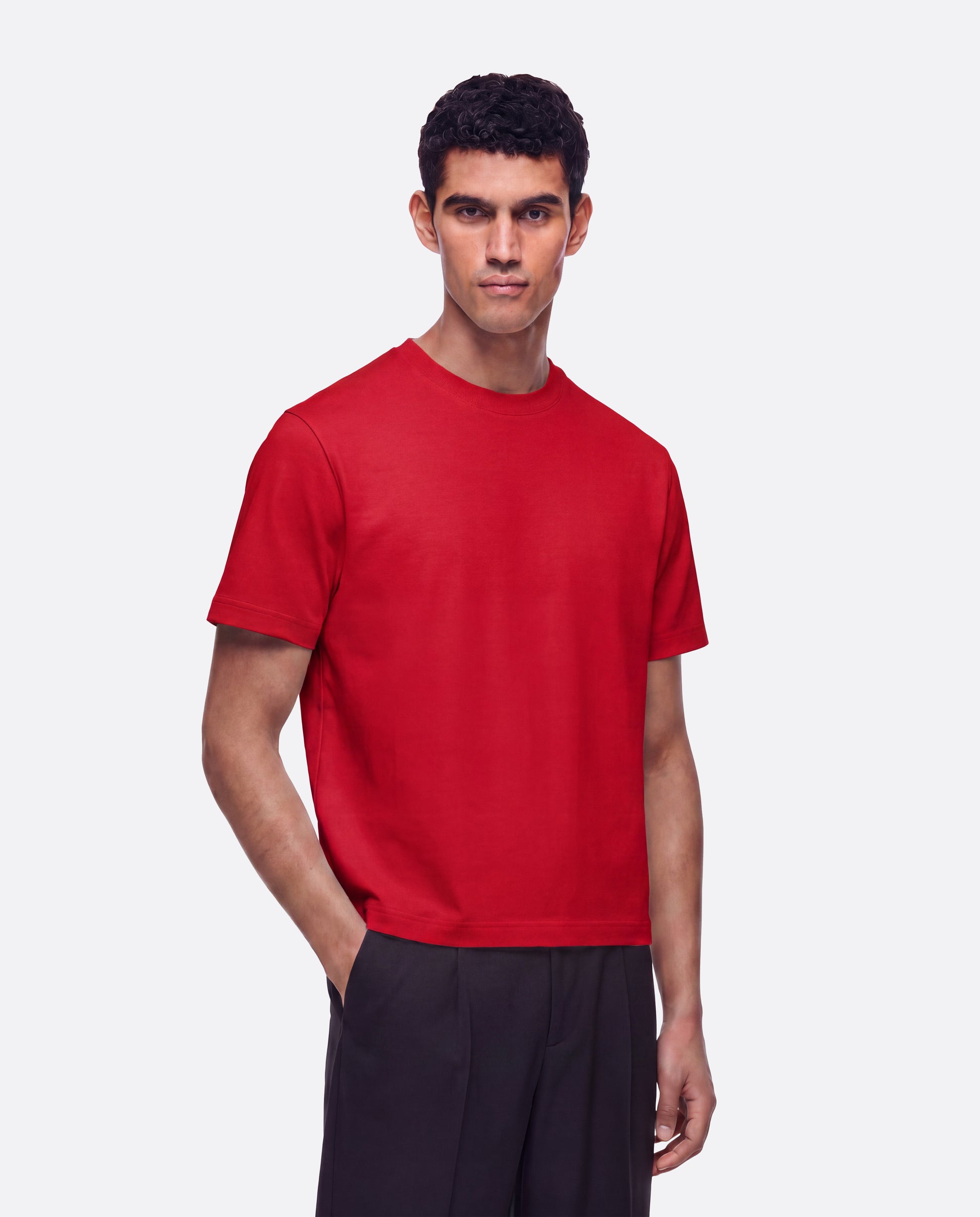MEDWIGHT FITTED CROP T-SHIRT - RED