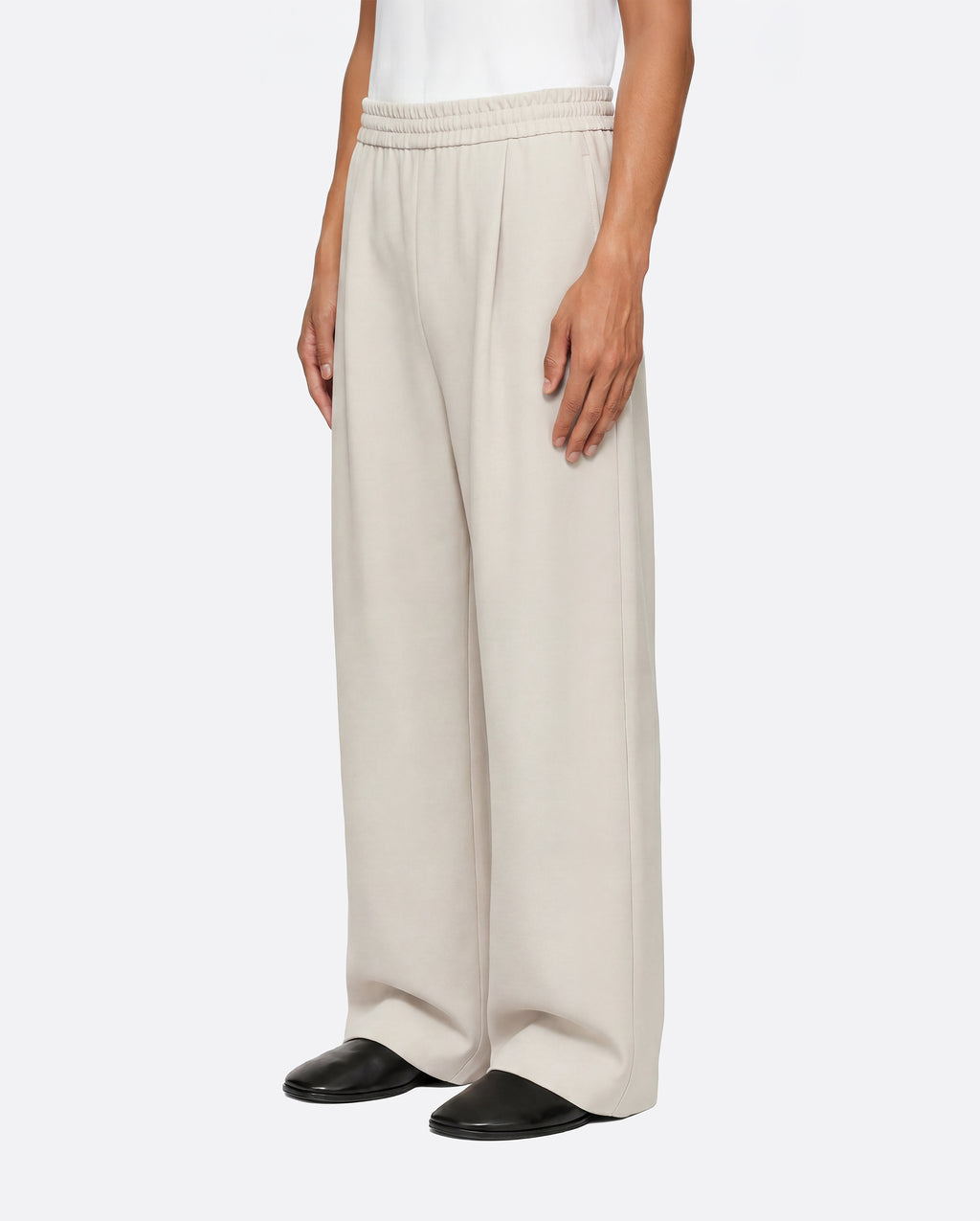 WIDE PLEATED SWEATPANTS - SAND
