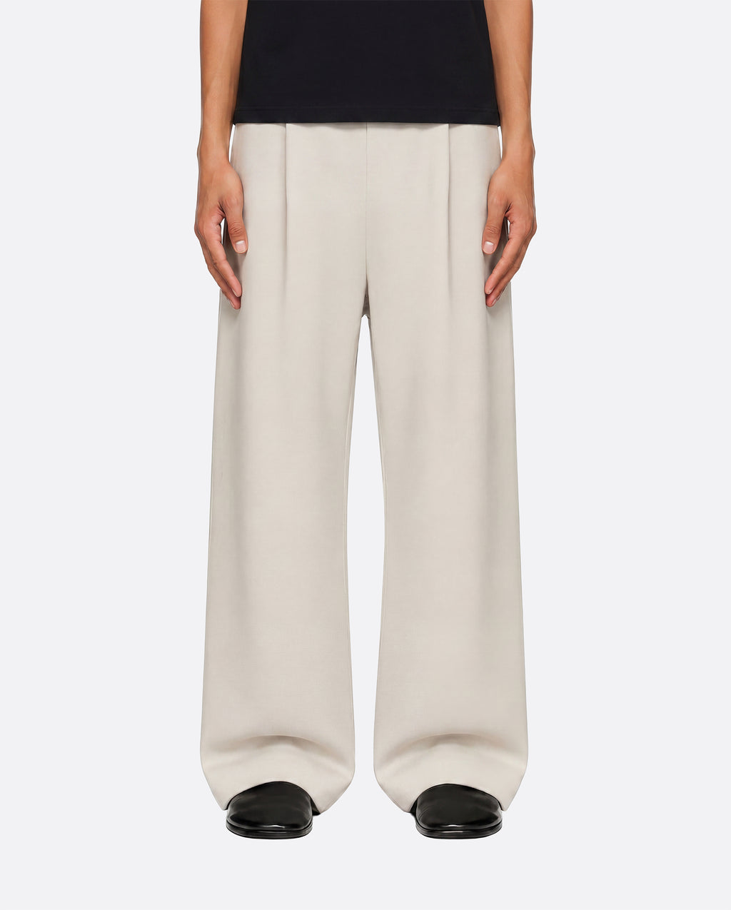 WIDE PLEATED SWEATPANTS - SAND