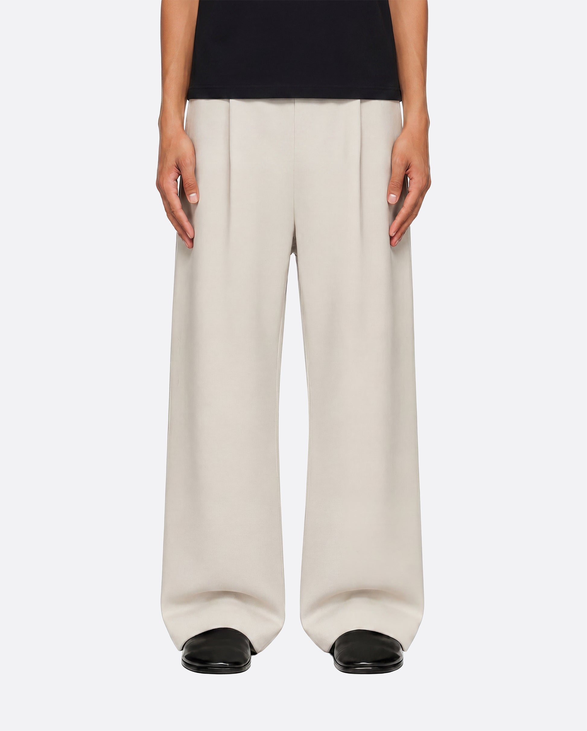 WIDE PLEATED SWEATPANTS - SAND