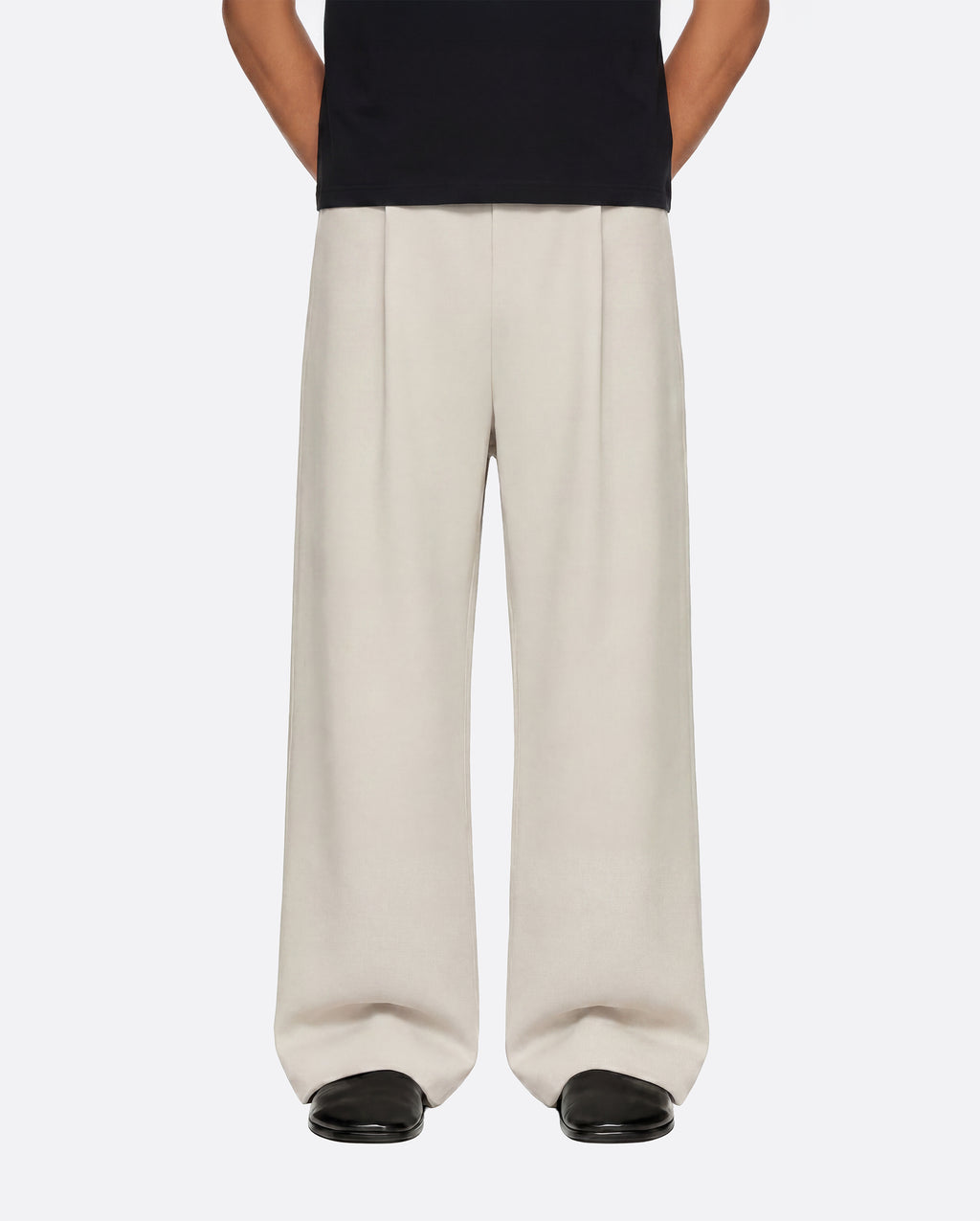 WIDE PLEATED SWEATPANTS - SAND