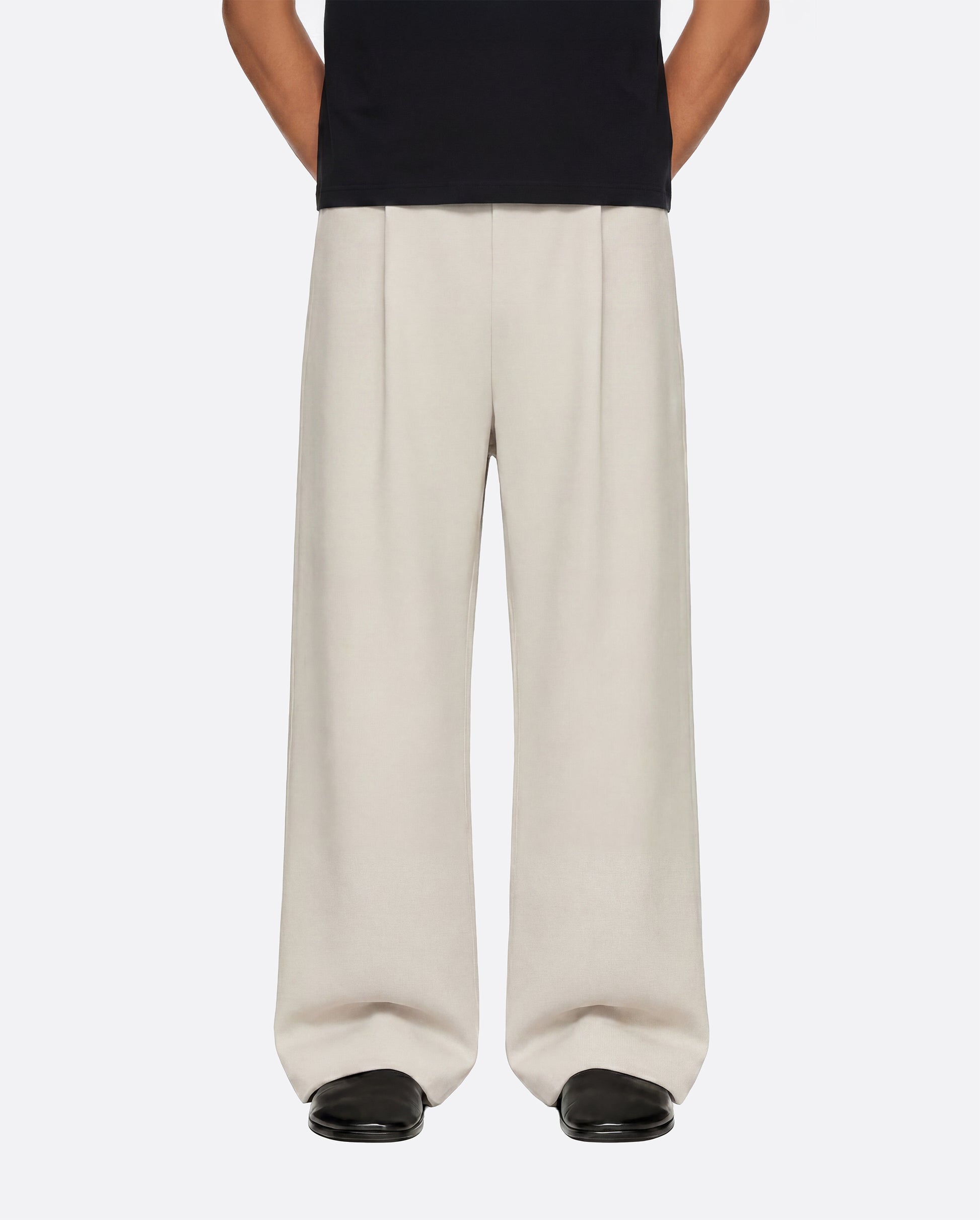 WIDE PLEATED SWEATPANTS - SAND