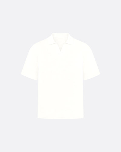 FITTED CROP POLO - WHITE
