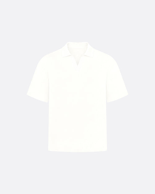 FITTED CROP POLO - WHITE